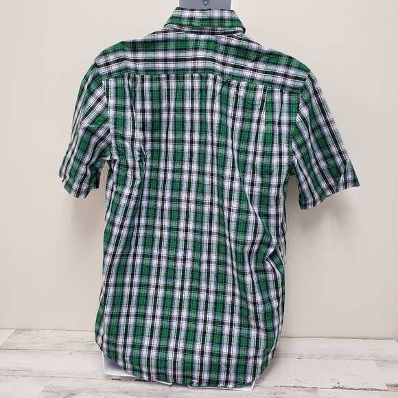 George Short Sleeve Green Plaid Button Down Mens Shirt Size Medium - Picture 2 of 5